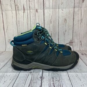 Keen Gypsum Gray/Blue Mid Waterproof Hiking Boots Shoes - Women's Size 10.5